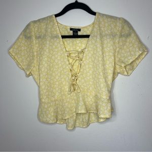 Rue 21 Women’s Sheer Yellow Criss Cross Blouse